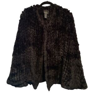 Dennis Basso black faux fur wrap / coat One size missy vintage